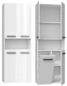 Szafki łazienkowe - Szafka Łazienkowa Regał SŁUPEK NEL DK 1K KOSZ 60CM BIEL POŁYSK NEL 1K DK BPOŁ KPL - miniaturka - grafika 1