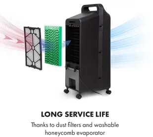 Klarstein Klarstein Cooler Rush, wentylator/chłodnica powietrza, 5,5 l, 45 W, pilot, 5 x pakiet lodowy ACO4-CoolerRushB - Klimatory - miniaturka - grafika 10