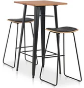 Meblościanki - vidaXL 3-częściowy zestaw barowy, stal, czarny - miniaturka - grafika 1