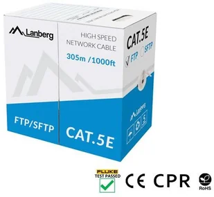 Lanberg kabel instalacyjny FTP kat 5e drut CU 305m szary - Patchcordy - miniaturka - grafika 3