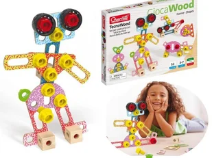 Quercetti Zestaw konstrukcyjny Tecno Wood Premium Kształty 52 elementów - Zabawki konstrukcyjne - miniaturka - grafika 5