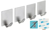 Wieszaki łazienkowe - Gedy Haczyki samoprzylepne 44x44x1 mm 4 sztuki, 3M stal nierdzewna szczotkowana SH/ 33209 - miniaturka - grafika 1