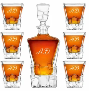 Murrano Karafka Ice Blink i 6 szklanek z grawerem dla konesera whisky KARIB_6xSZIB-034 - Karafki - miniaturka - grafika 2