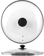 Pokrywki - Home pokrywa wykonana ze szkła z krawędzią ze stali nierdzewnej, szklana, przezroczysty/czarna, 36 cm - miniaturka - grafika 1