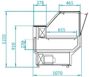 Rapa Lada chłodnicza z szybą prostą, pionową, blatem ze stali nierdzewnej (płótno), 1530x1070x1220 mm | L-F 153/107 L-F/153/107 - Szafy i witryny chłodnicze - miniaturka - grafika 2