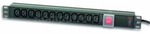 Techly Listwa zasilająca rack 19'' 1U do UPS 250V 16A 12x gniazdo C13 wtyk C20 - Listwy zasilające - miniaturka - grafika 3