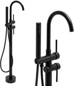 Baterie wannowe i prysznicowe - Yoka Bateria wolnostojąca wannowa podłogowa prysznicowa czarna - Yoka BP.VIENNA BLK - miniaturka - grafika 1