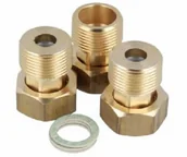 Zawory i kraniki - Afriso ZESTAW TRZECH ŚRUBUNKÓW MOSIĘŻNYCH Z ZAWORAMI ZWROTNYMI DN25 1" GW 1220210 - miniaturka - grafika 1