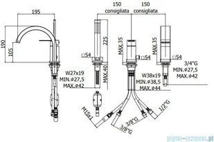 Paffoni Ringo-West bateria wannowa 3-otworowa chrom RIN040CR | - Baterie umywalkowe - miniaturka - grafika 2