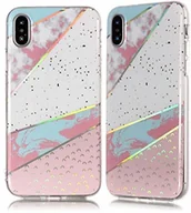 Etui i futerały do telefonów - TheSmartGuard TheSmartGuard etui kompatybilne z iPhone XR marmurowe etui ochronne ze wzorem z silikonu | marmur/nadruk Marble/błyszczący motyw | kolor: różowy/biały/niebieski/złoty T-00911 - miniaturka - grafika 1