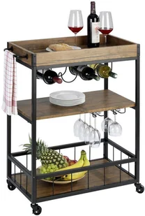 Wenko Wózek kuchenny RUSTICO trójpoziomowy regał na kółkach z uchwytami na butelki i kieliszki 80 x 89,5 x 40 cm  B07D42PLDR - Wózki kuchenne - miniaturka - grafika 2