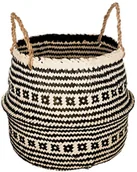 Kosze wiklinowe - Atmosphera Kosz dekoracyjny okrągły ciemny ze wzorami z uchwytami wykonany z wikliny 37x32cm B07H9CQQJY - miniaturka - grafika 1