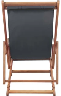 vidaXL Składany leżak plażowy, tkanina, szary - Leżaki ogrodowe - miniaturka - grafika 3