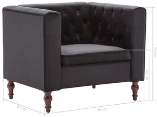 vidaXL Fotel tapicerowany aksamitem, 86 x 67 x 71 cm, czarny - Fotele - miniaturka - grafika 8
