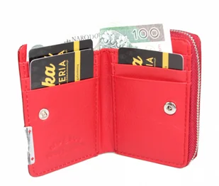 Jennifer Jones Portfel Skórzany Bułeczka Mini Skóra Licowa Lakierowana Suwak 5262-2 11 x 8 x 3 [cm] - Portfele - miniaturka - grafika 3