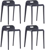 Krzesła - Stołki sztaplowane, 4 szt., czarne, plastikowe - miniaturka - grafika 1