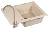 Zlewozmywaki - AXIS Zlewozmywak Granitowy COAST 25 beż z baterią beż coast25bebatbe - miniaturka - grafika 1