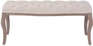 vidaXL Ławka drewniana, len i lite drewno, 110x38x48 cm, kremowa vidaXL - Ławki do przedpokoju - miniaturka - grafika 4