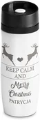 Kubki termiczne - Murrano Kubek Termiczny Termos Biały Christmas GRAWER KUB-B-019 - miniaturka - grafika 1