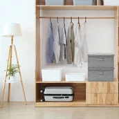 Pudła i pojemniki do przechowywania - vidaXL vidaXL Pojemniki, 2 szt., tkanina, 50x30x25 cm, szare - miniaturka - grafika 1