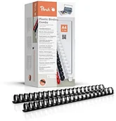 Akcesoria do bindownic - Peach pb425  02 grzbiety wiązanie, plastik, DIN A4, zmniejsza siłę nacisku potrzebną do przedziurkowania dużej ilości 240 stron, 50 sztuki czarna PB425-02 - miniaturka - grafika 1