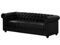 Sofy i kanapy - Vente-Unique 3-osobowa sofa z materiału skóropodobnego CHESTERFIELD- Czarny - miniaturka - grafika 1