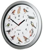 Zegary - Atrix Zegar z głosami ptaków srebrny duży 35cm ATE2035S_PK2 - miniaturka - grafika 1