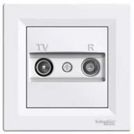 Gniazdka elektryczne - Schneider Asfora gniazdo antenowe RTV przelotowe podtynkowe z ramką 4dB białe EPH3300221 - miniaturka - grafika 1