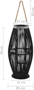 vidaXL Wiszący lampion na świece, bambusowy, czarny, 60 cm vidaXL - Świeczniki - miniaturka - grafika 5