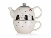 Serwisy do kawy i herbaty - Banquet Dzbanek ceramiczny z kubkiem CATS - miniaturka - grafika 1
