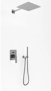 Kohlman Experience Gray Zestaw prysznicowy podtynkowy z deszczownicą kwadratową 25x25 cm szczotkowany grafit QW210EGQ25 - Zestawy prysznicowe - miniaturka - grafika 2
