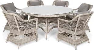 HOME &amp; GARDEN Meble ogrodowe technorattanowe Sycylia Round 150 cm Light Grey / Grey Melange 6+1 795274 - Meble ogrodowe - miniaturka - grafika 2