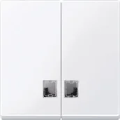 Wyłączniki światła i elektryczne - Merten 438525 przełącznik kołyskowy zapewnia przełącznik dwugrupowy z symbolem okna, aktivweiss błyszczący, system M - miniaturka - grafika 1