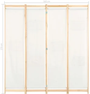 vidaXL Parawan 4-panelowy, kremowy, 160x170x4 cm, tkanina vidaXL - Parawany - miniaturka - grafika 8
