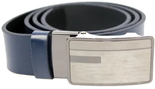 Complex (PL) Pasek Skórzany Do Garnituru Gładki (PL) 35 mm AUTOMAT SAMOZACISK KLAMRA "SREBRNA 63" Skóra Naturalna Licowa GRANATOWY - Paski - miniaturka - grafika 2