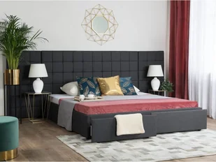 Beliani Łóżko szare tapicerowane ze stelażem 160 x 200 cm MILLAU - Łóżka - miniaturka - grafika 2