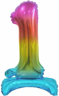 Godan Balon foliowy stojący cyfra 1 tęczowa - 38 cm BC-ATT1 - Balony i akcesoria - miniaturka - grafika 2