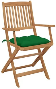 vidaXL Składane krzesła ogrodowe z poduszkami, 2 szt., drewno akacjowe 3064610 - Fotele i krzesła ogrodowe - miniaturka - grafika 3