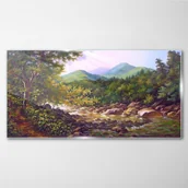 Obrazy i zdjęcia - PL Coloray Obraz Szklany las rzeka kamienie góry 100x50cm - miniaturka - grafika 1