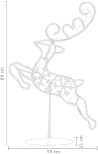 vidaXL vidaXL Świąteczne renifery z saniami akryl 260x21x87 cm ciepła biel 328509 - Ozdoby bożonarodzeniowe - miniaturka - grafika 13