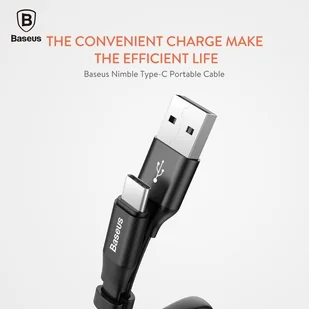 Baseus Kabel USB  Baseus Nimble kabel USB/USB-C 2A 0,23m CATMBJ-01 BSU015BLK - Kable komputerowe i do monitorów - miniaturka - grafika 5