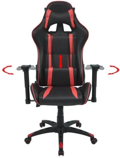 vidaXL Rozkładane krzesło biurowe, sportowe, sztuczna skóra, czerwone vidaXL - Fotele gamingowe - miniaturka - grafika 3