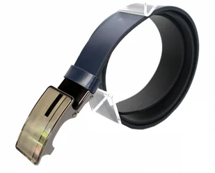 Complex (PL) Pasek Skórzany Do Garnituru Gładki (PL) 35 mm AUTOMAT SAMOZACISK KLAMRA "SREBRNA 63" Skóra Naturalna Licowa GRANATOWY - Paski - miniaturka - grafika 4