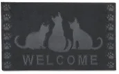 Wycieraczki - Relaxdays mata na podłogę z motywem kota Welcome gumowe jako dywanik wycieraczka mata zatrzymująca brud antypoślizgowa i odporna na warunki atmosferyczne w przypadku deszcz, śnieg jako drzwi z kotem H 10020200 - miniaturka - grafika 1