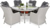 Meble ogrodowe - HOME &amp; GARDEN HOME & GARDEN Meble ogrodowe technorattanowe Bristol Round Elegant 150 cm White / Grey 6+1 946651 - miniaturka - grafika 1