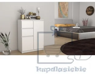KOMODA SZAFKA 2D2S 70CM BIEL DRZWI SZUFLADY - Komody - miniaturka - grafika 2