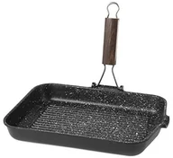 Patelnie - Home pietra grill patelnia nieprzywierająca ze składanym uchwytem, kamienia, czarna, 36 x 24 cm 8003512666377 - miniaturka - grafika 1