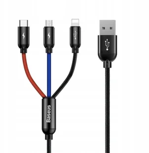 Baseus Kabel USB Baseus Kabel Baseus 3w1 iPhone micro USB USB-C 3.5A Three Primary (31567-uniw) - Kable USB - miniaturka - grafika 3