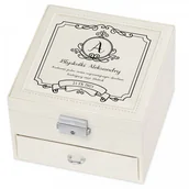 Pudełka i szkatułki - Murrano Szkatułka na Biżuterię Kremowa z Nadrukiem Monogram SZKT-BB-019 - miniaturka - grafika 1