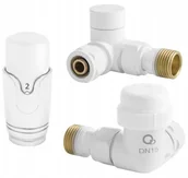 Zawory i kraniki - Zestaw termostatyczny grzejnikowy 1/2'' Biały - miniaturka - grafika 1
